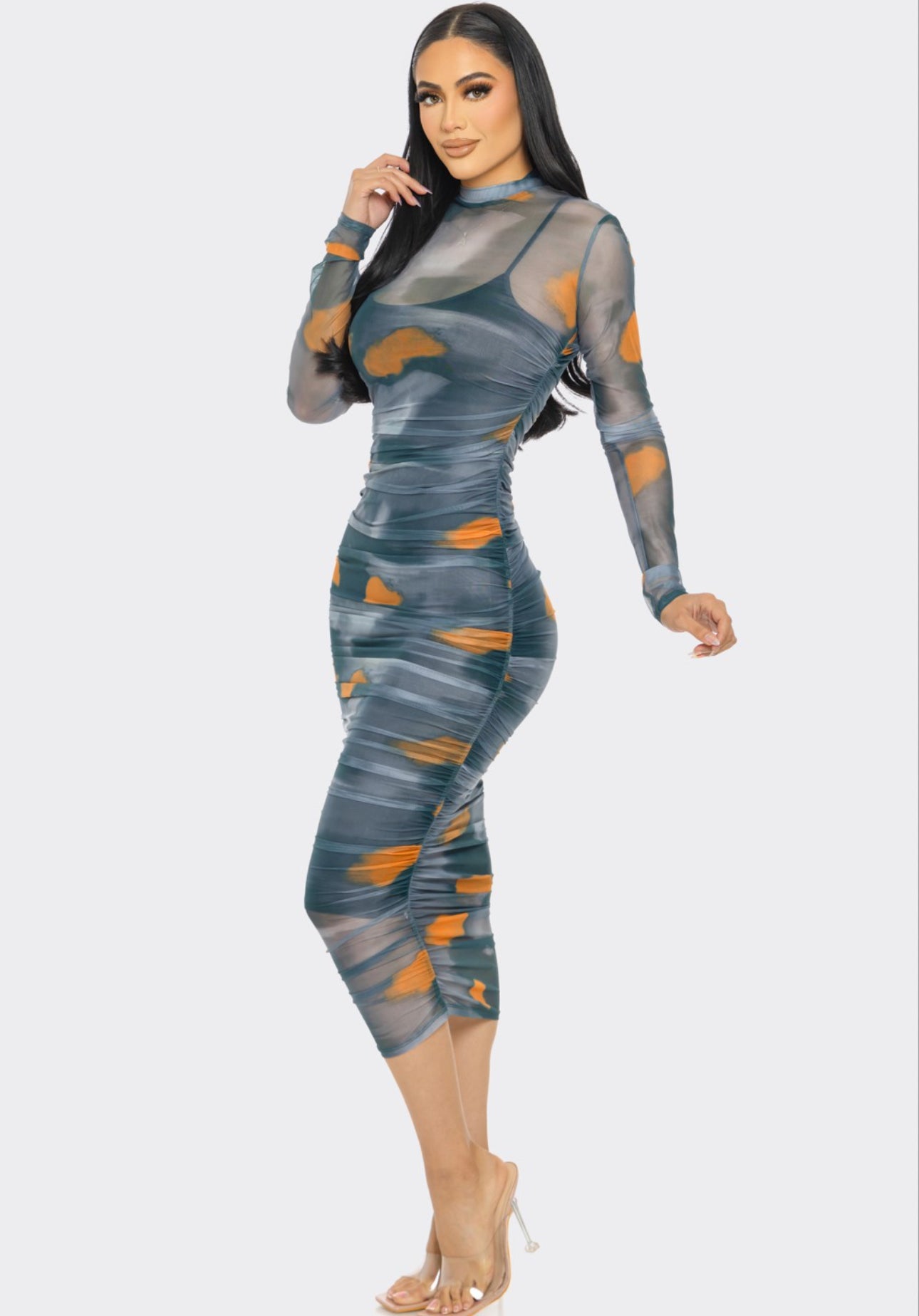 Dots print long dress