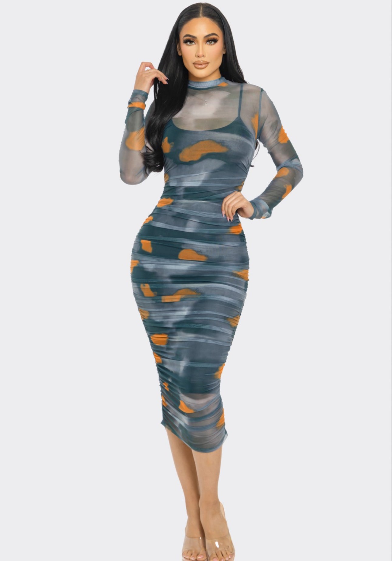 Dots print long dress