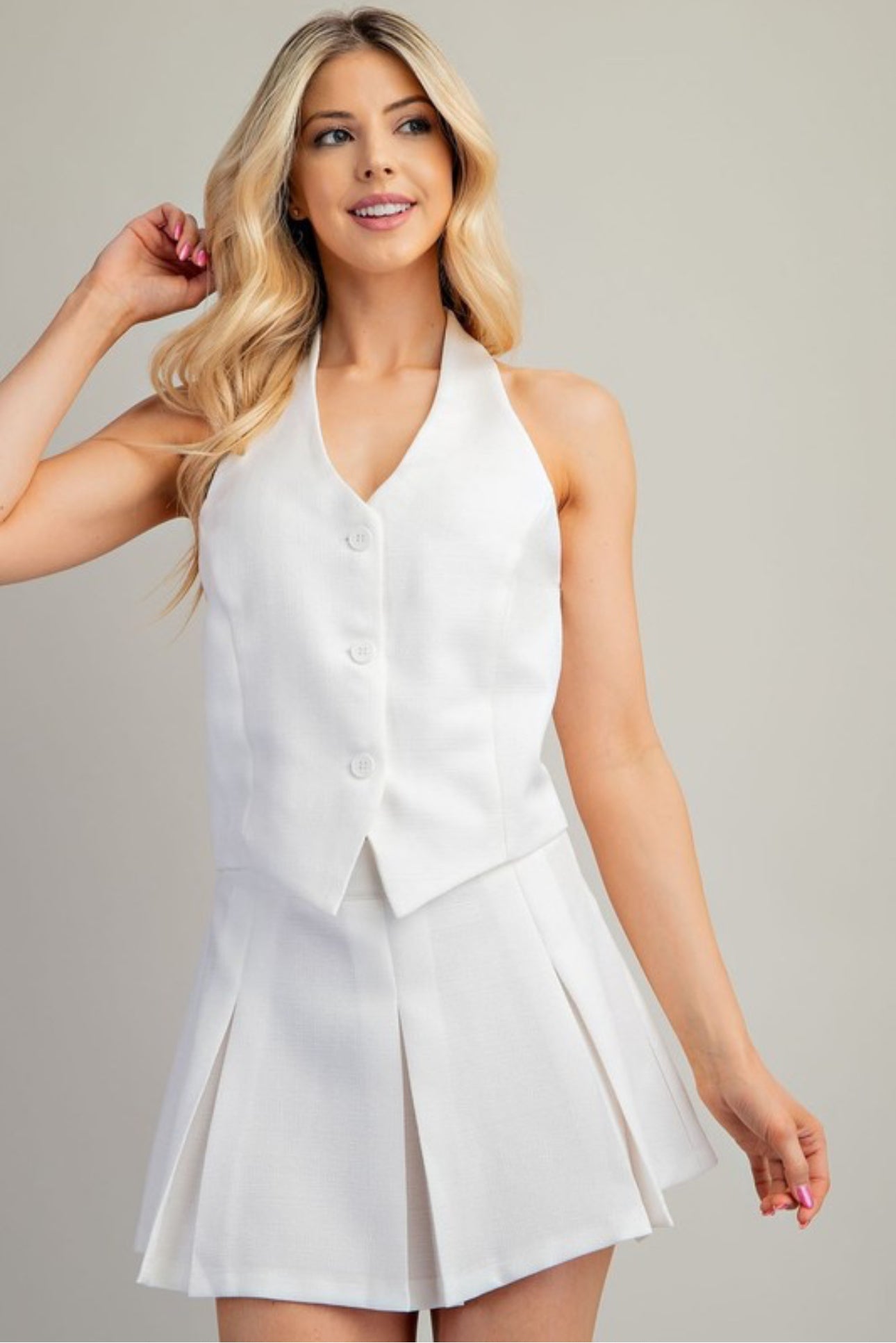 Solid pleated dress