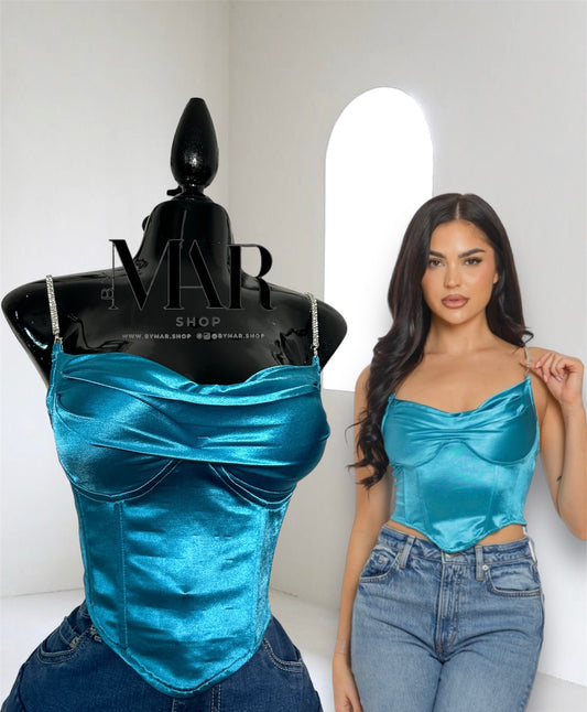 Satin corset crop top