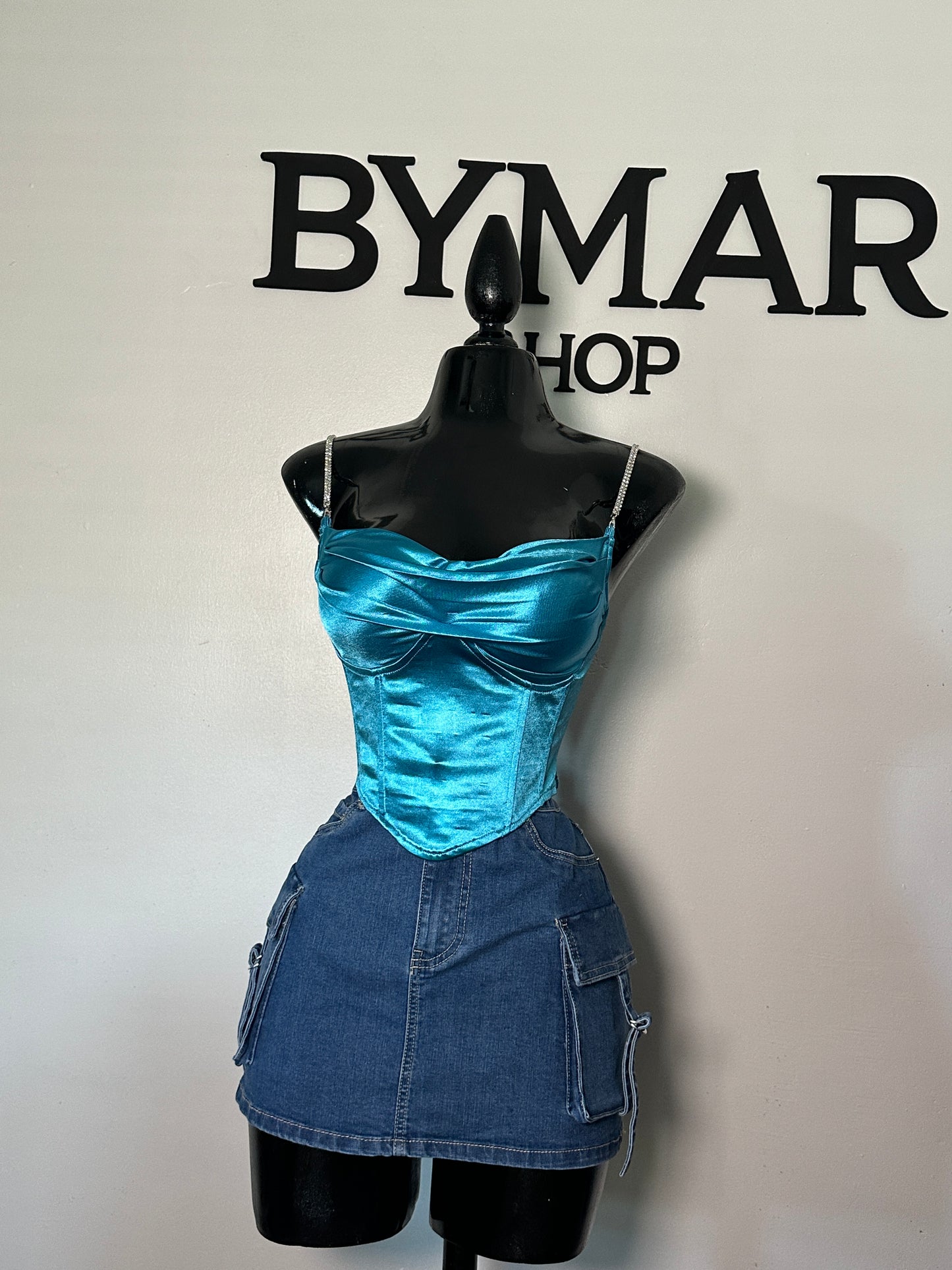 Satin corset crop top