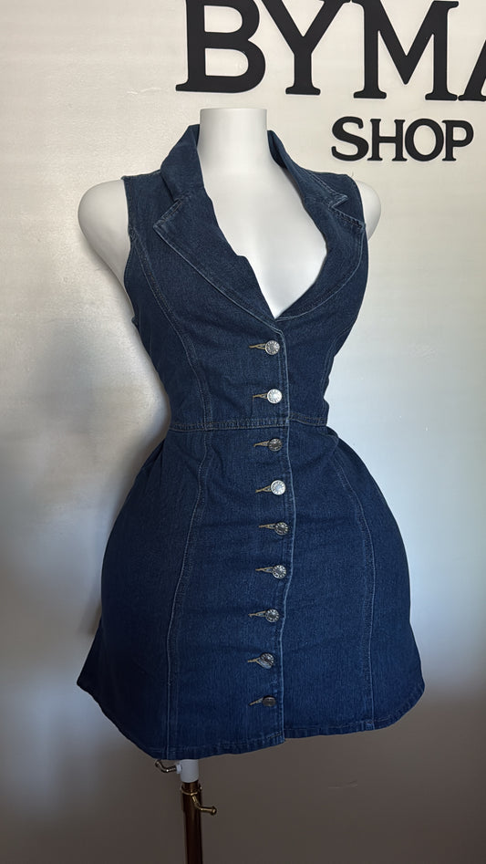 Denim dress halter