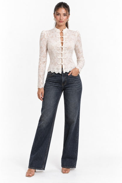Miriam Lace top (black & white)