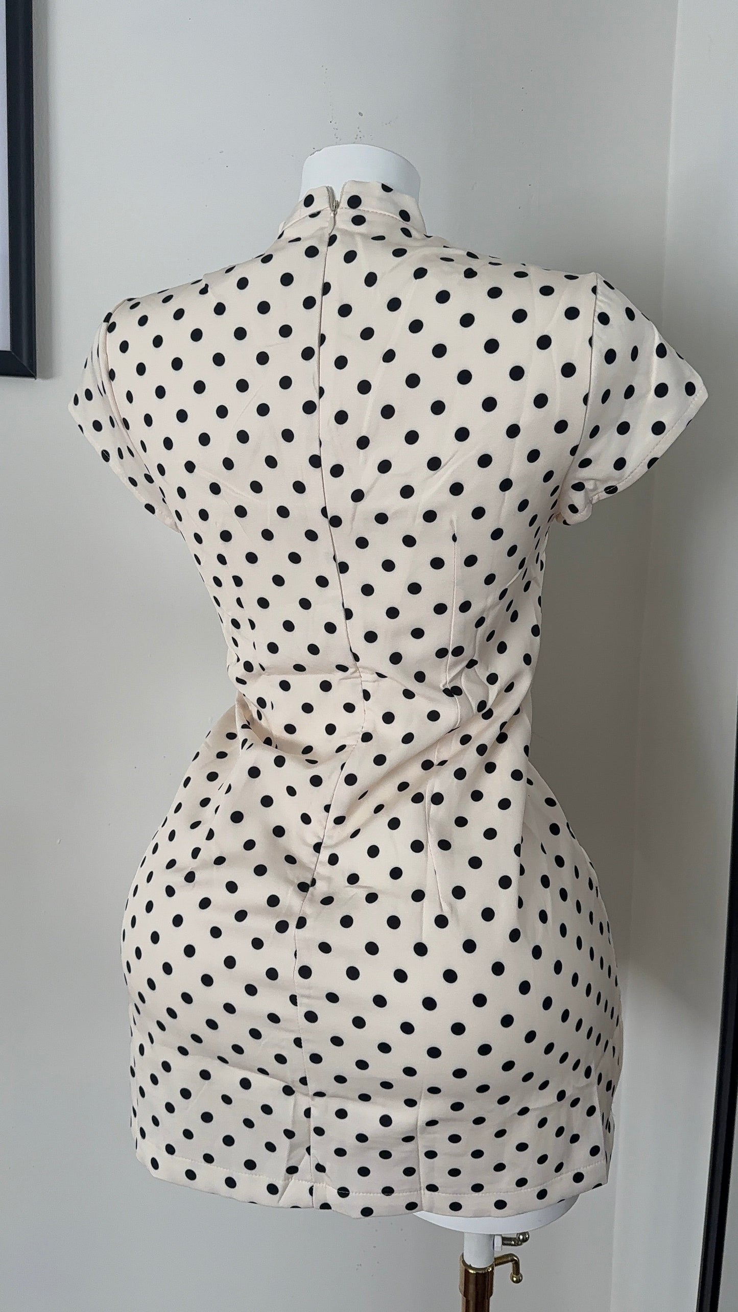 Polka dots dress (beige, brown, pink)