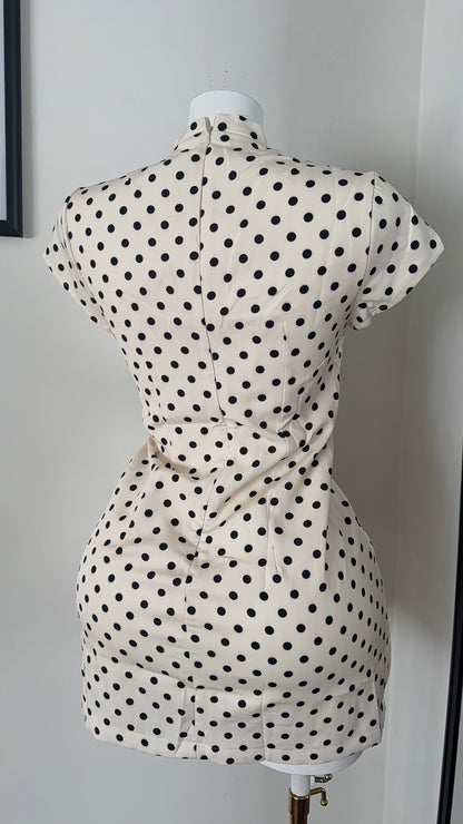 Polka dots dress (beige, brown, pink)