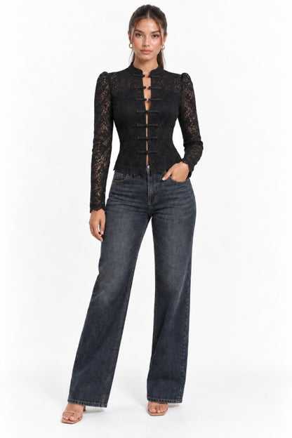 Miriam Lace top (black & white)