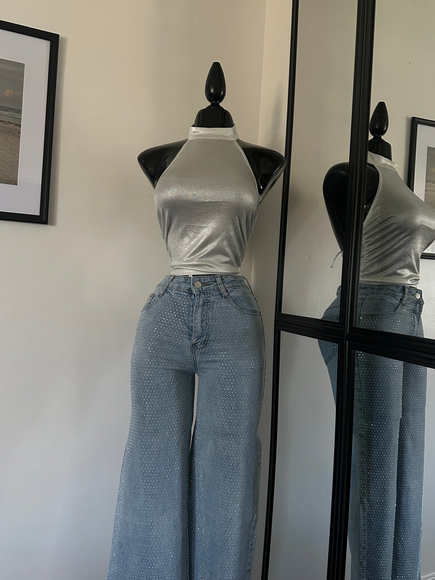 Rhinestone hotfix jeans