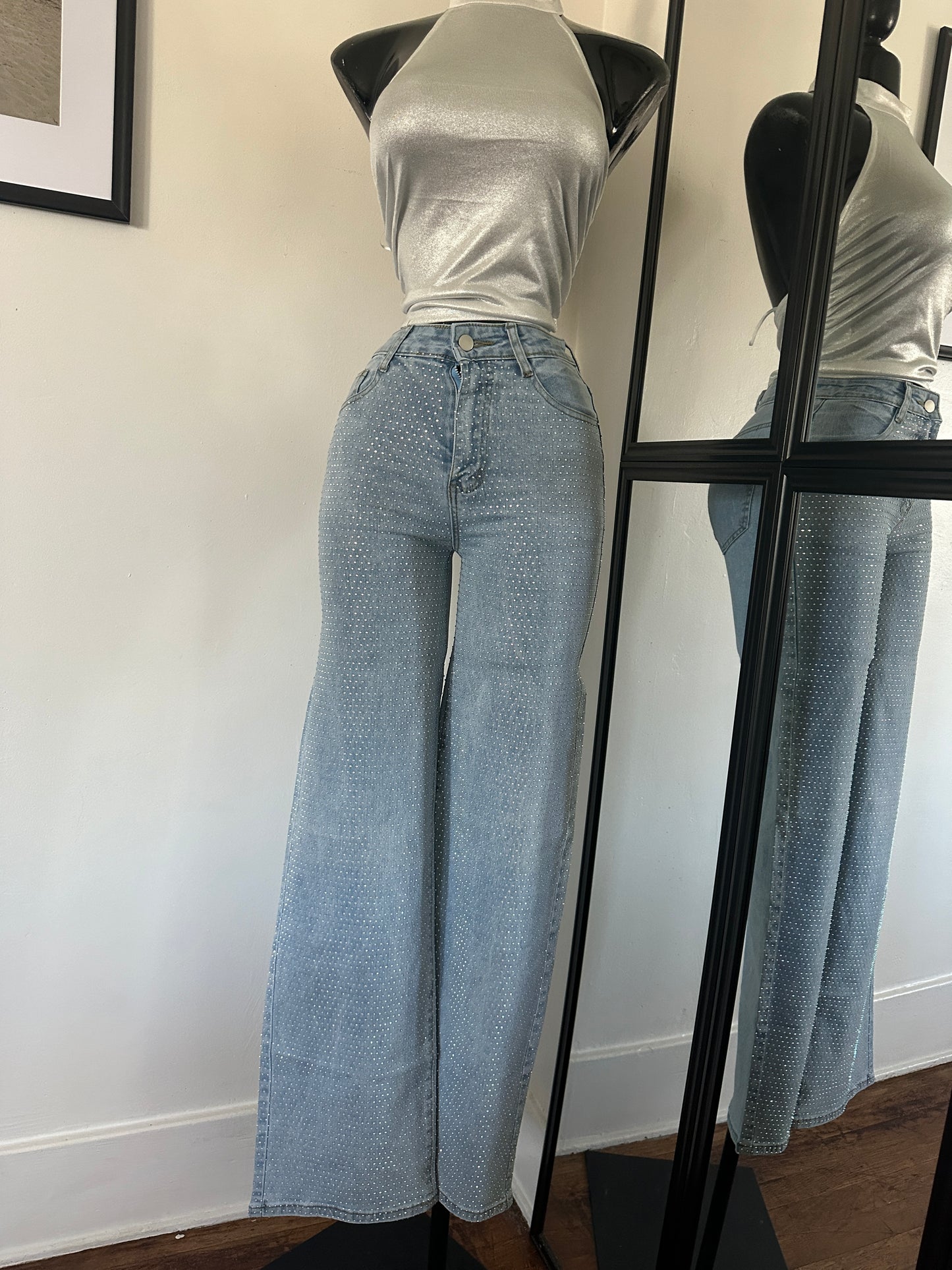 Rhinestone hotfix jeans