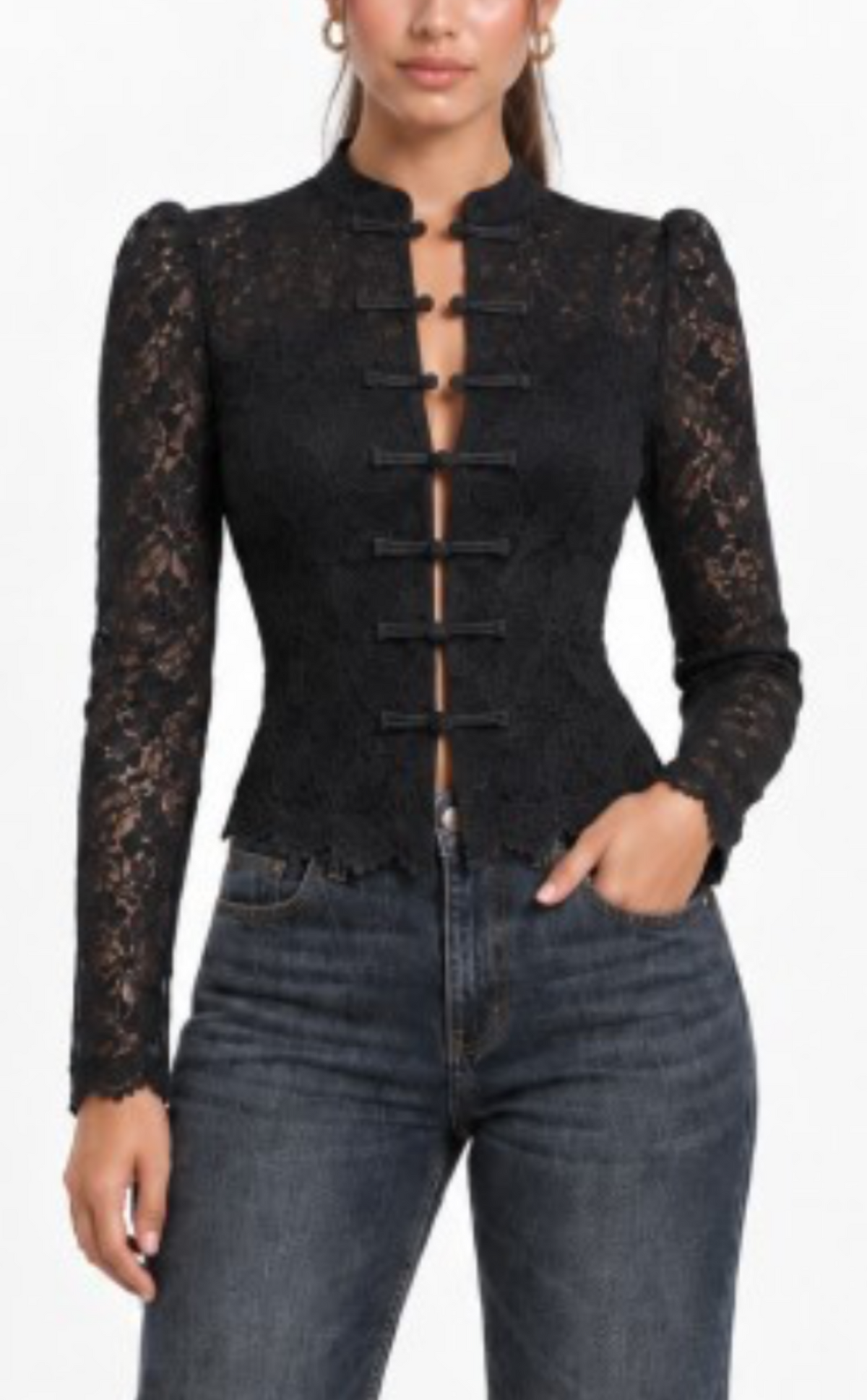 Miriam Lace top (black & white)