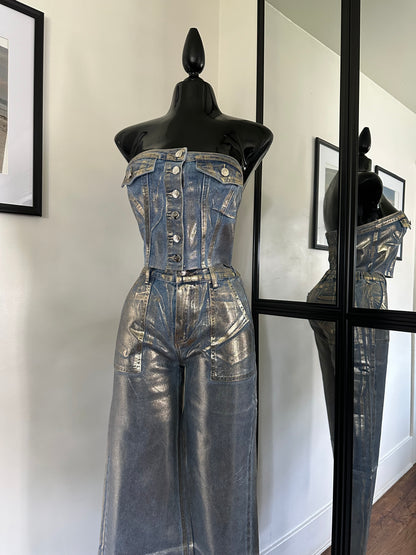 Conjunto oro + denim