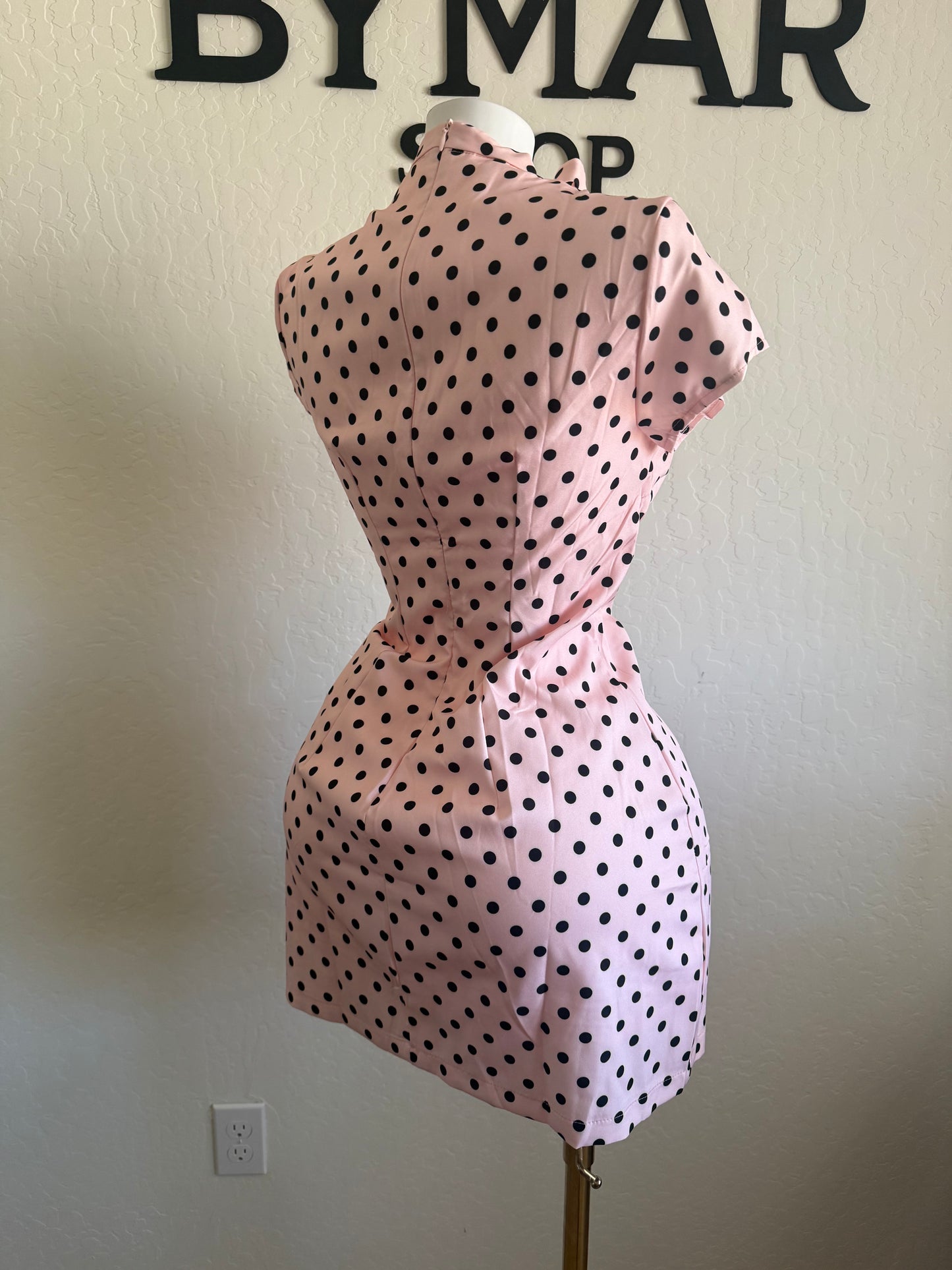 Polka dots dress (beige, brown, pink)