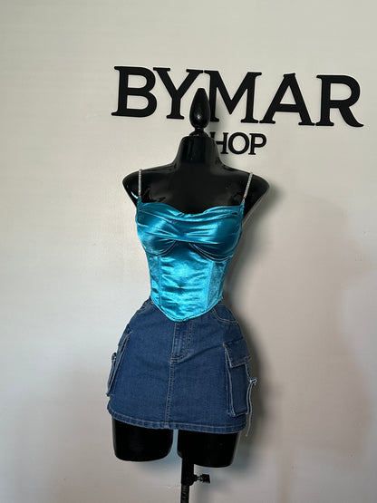 Satin corset crop top