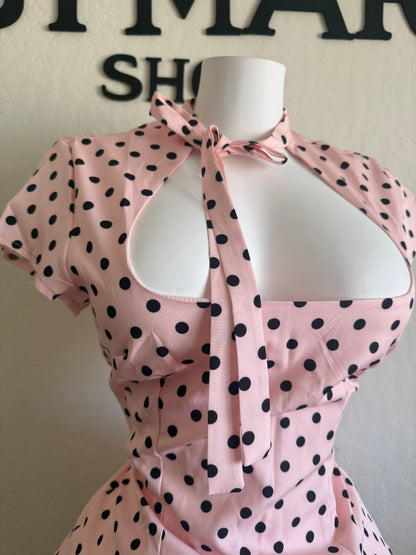 Polka dots dress (beige, brown, pink)