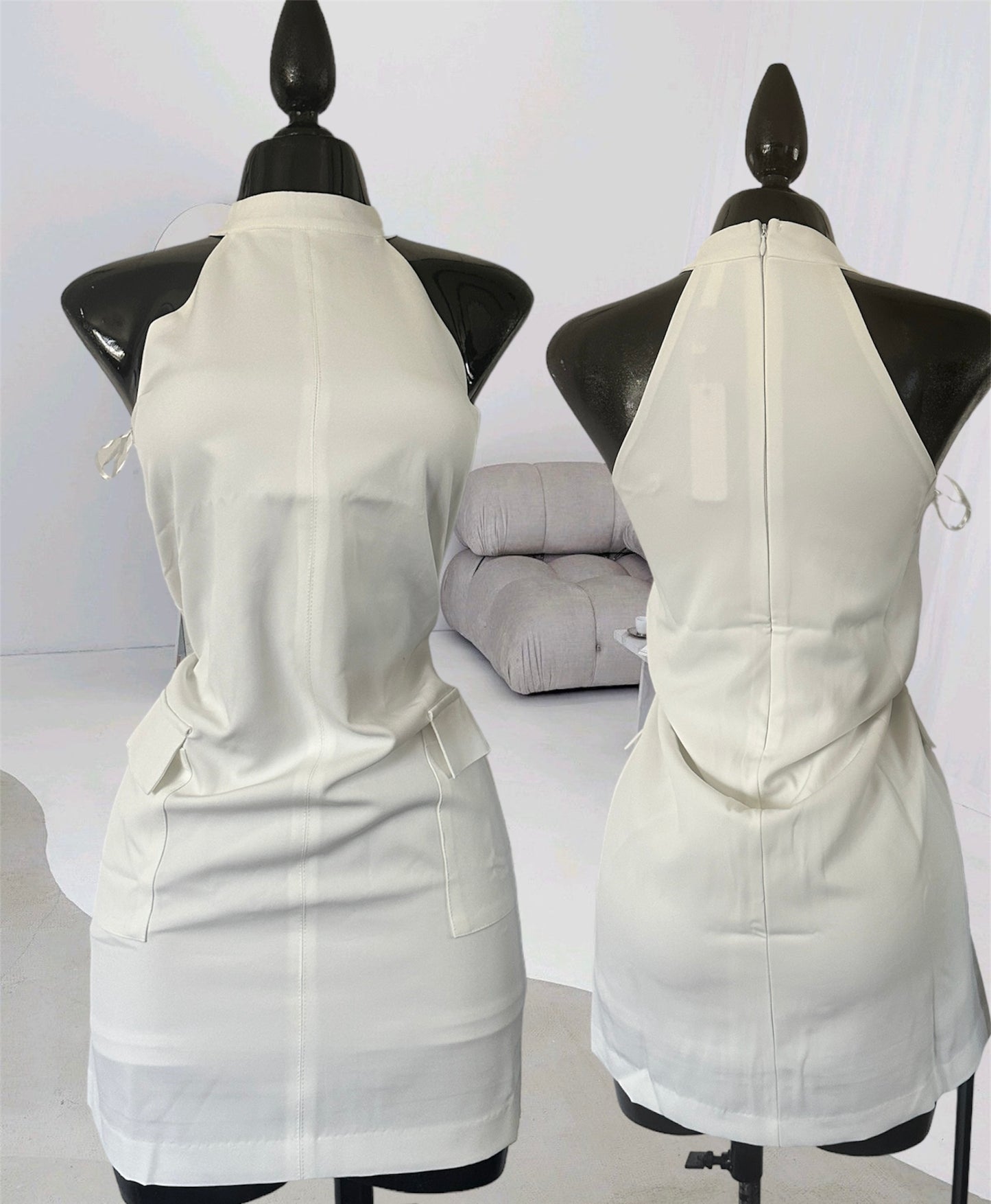 Solid halter neck dress