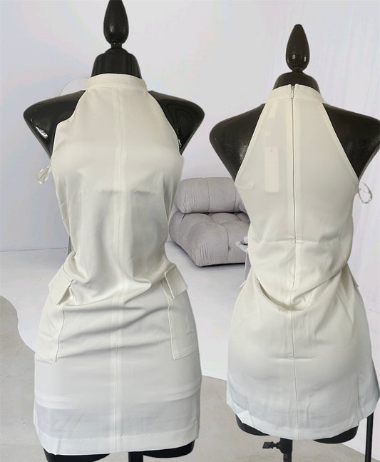Solid halter neck dress