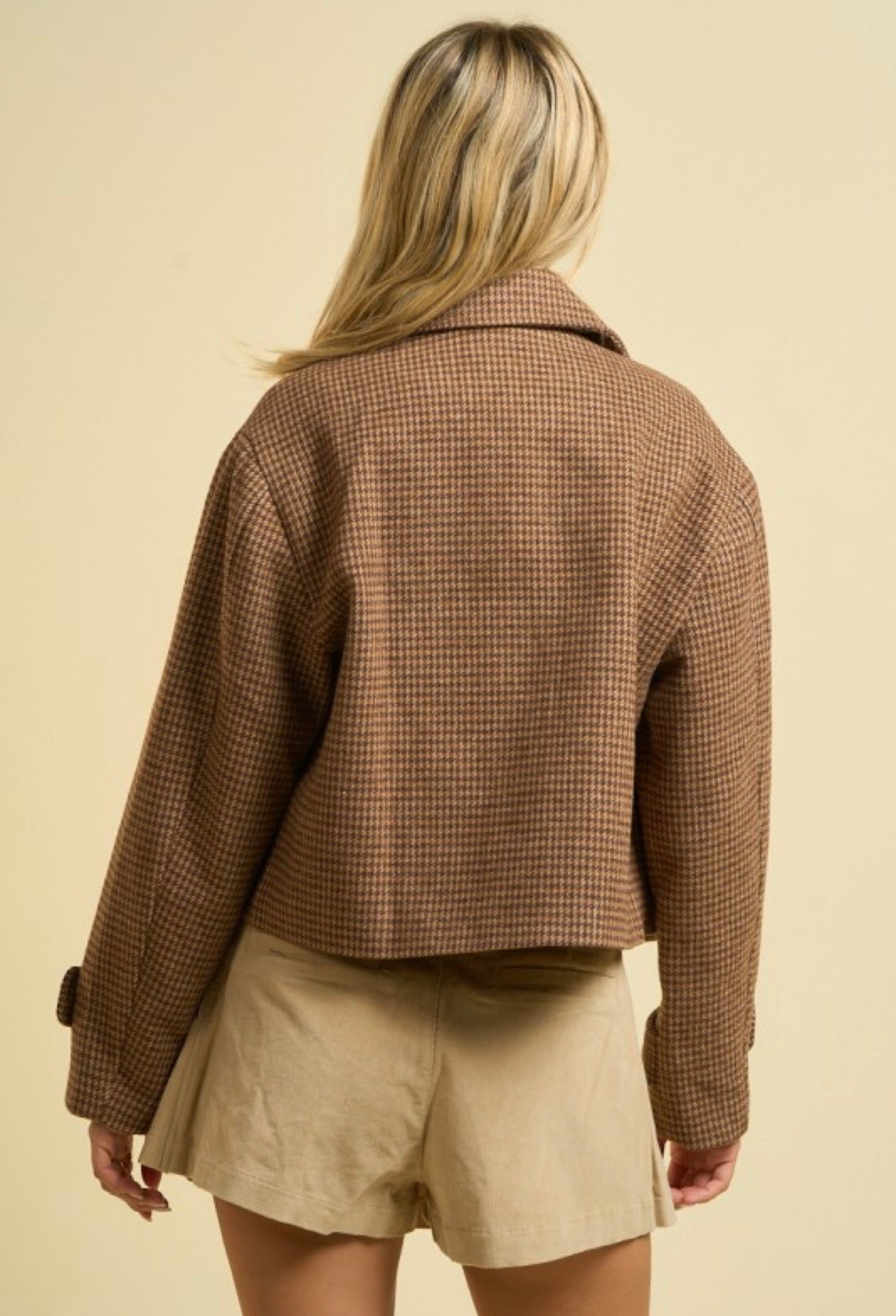 Houndstooth cropped jacket