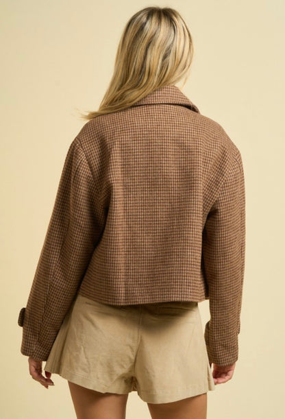 Houndstooth cropped jacket