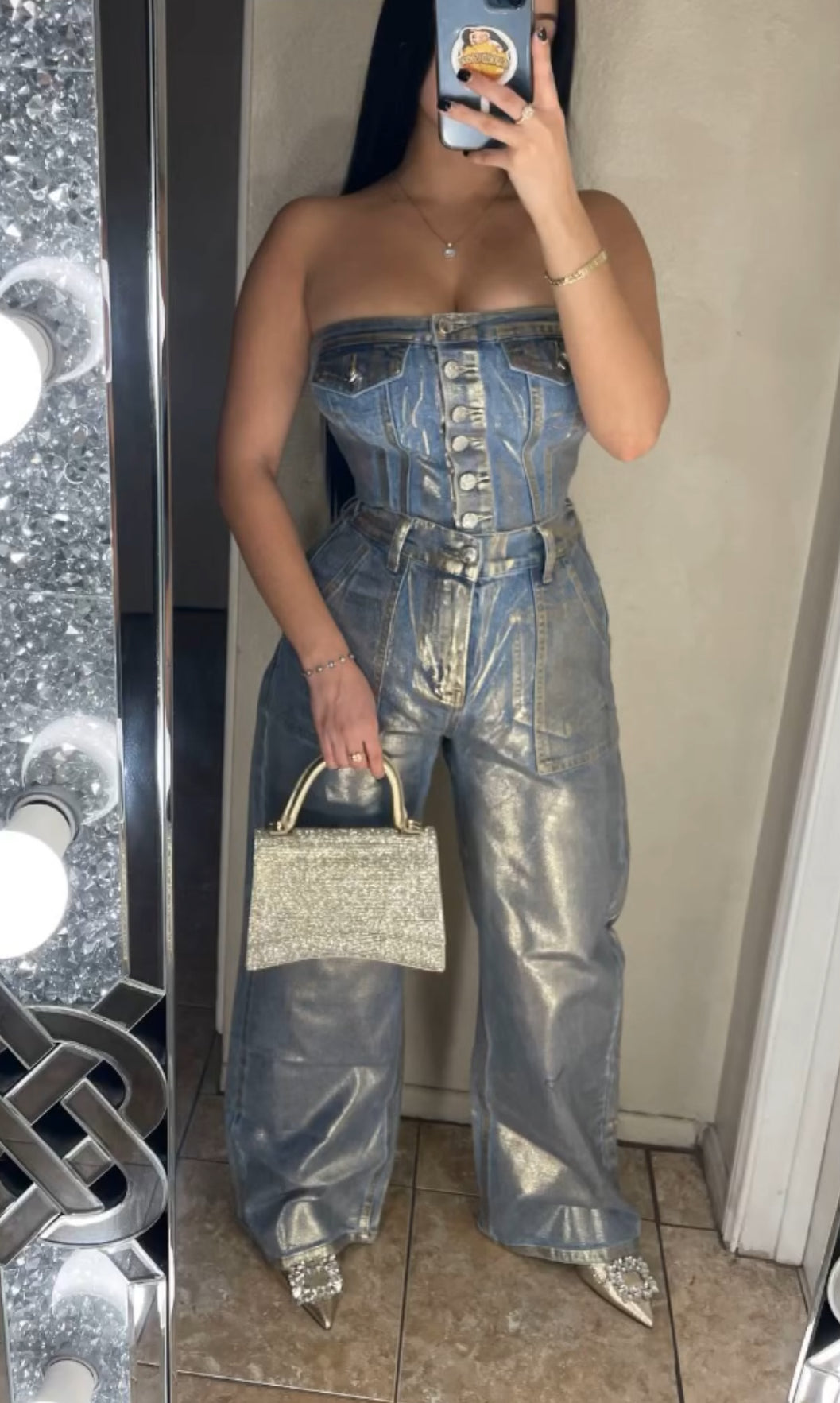Conjunto oro + denim