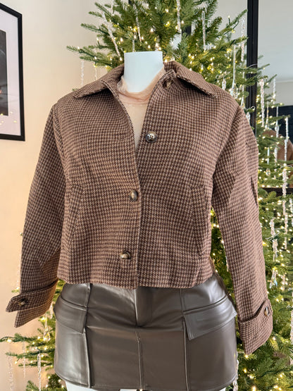 Houndstooth cropped jacket